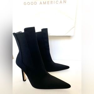 Brand New Good American Women’s black boot- heeled boot- size 7.5 fast delivery